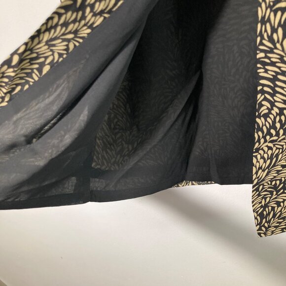 Womens Vintage Ann Taylor Silk Maxi Skirt Leaf Pattern Black Tan Lined 6 Silk Po - Picture 7 of 9